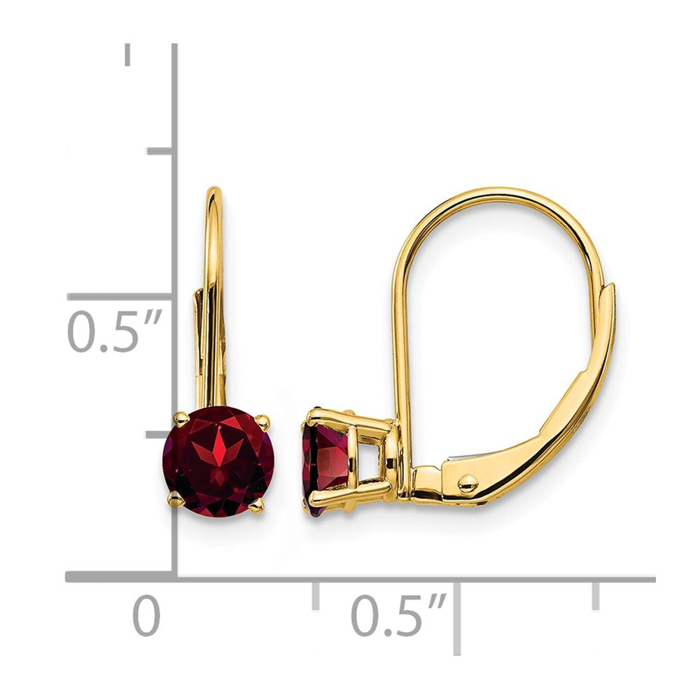14k 5mm Garnet Leverback Earrings