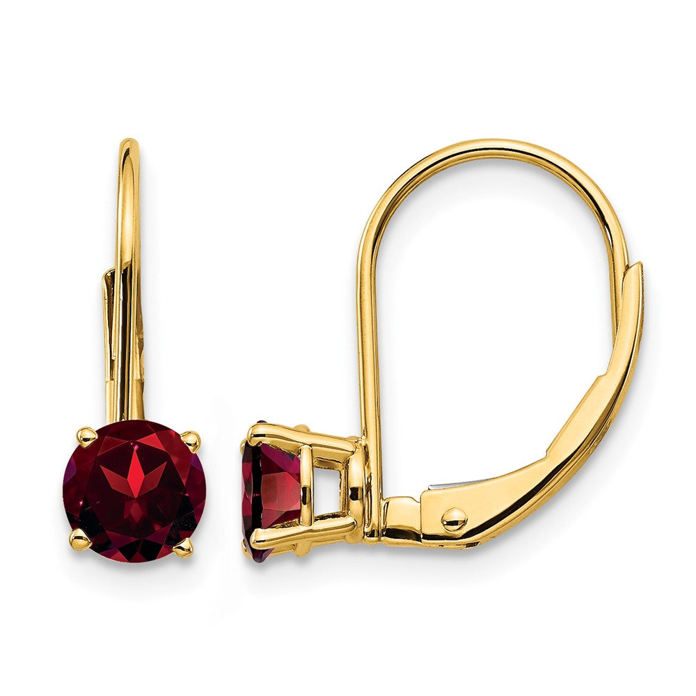 14k 5mm Garnet Leverback Earrings