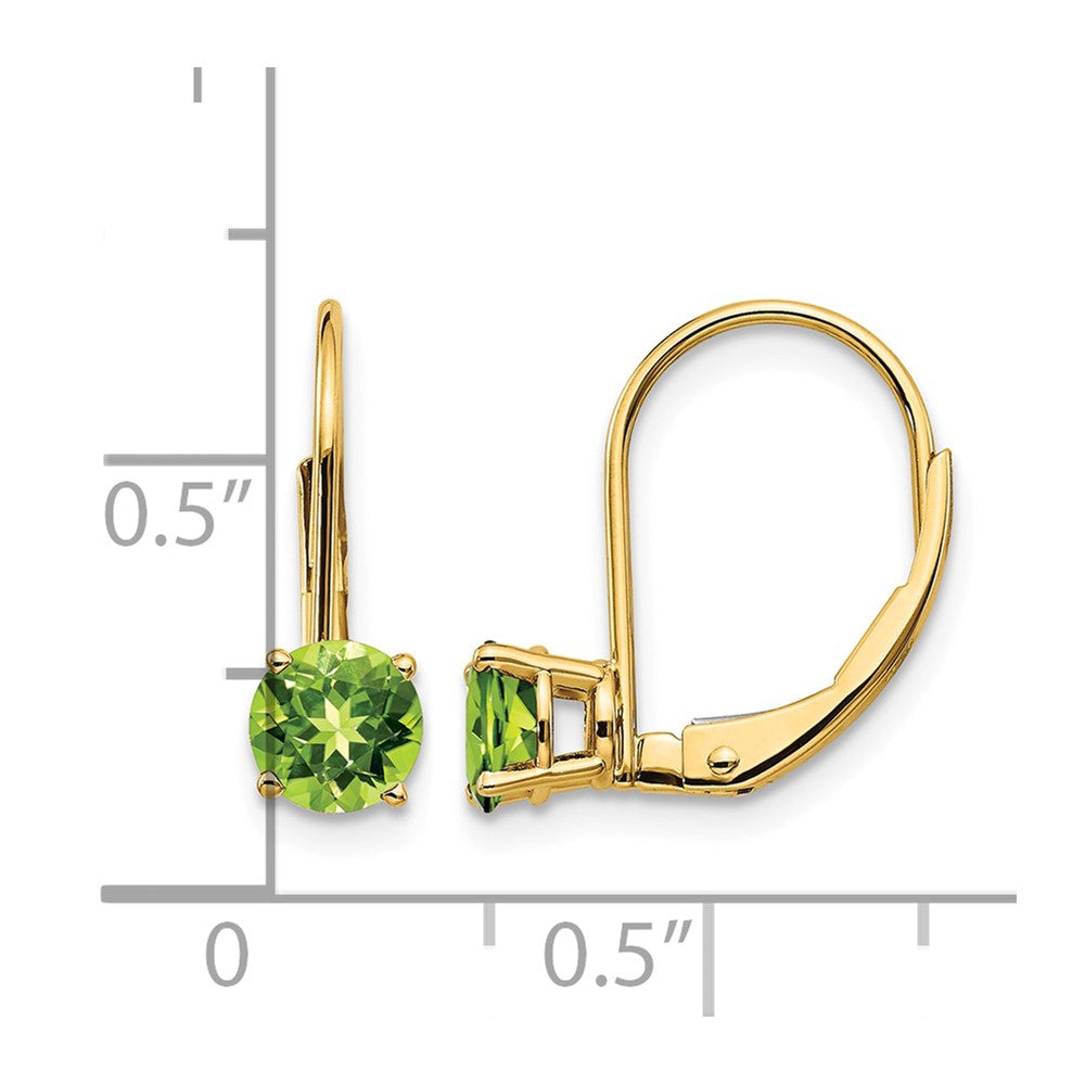 14k 5mm Peridot Leverback Earrings