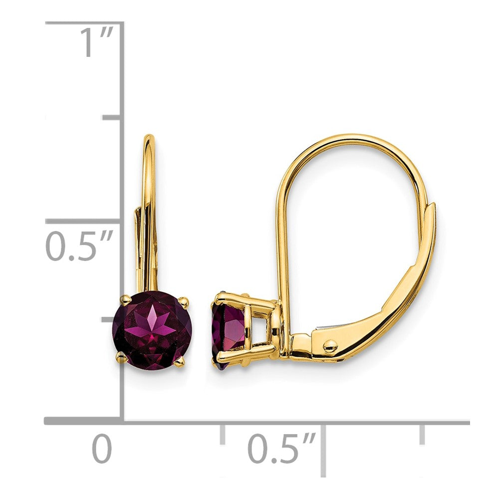 14k 5mm Rhodolite Garnet Leverback Earrings