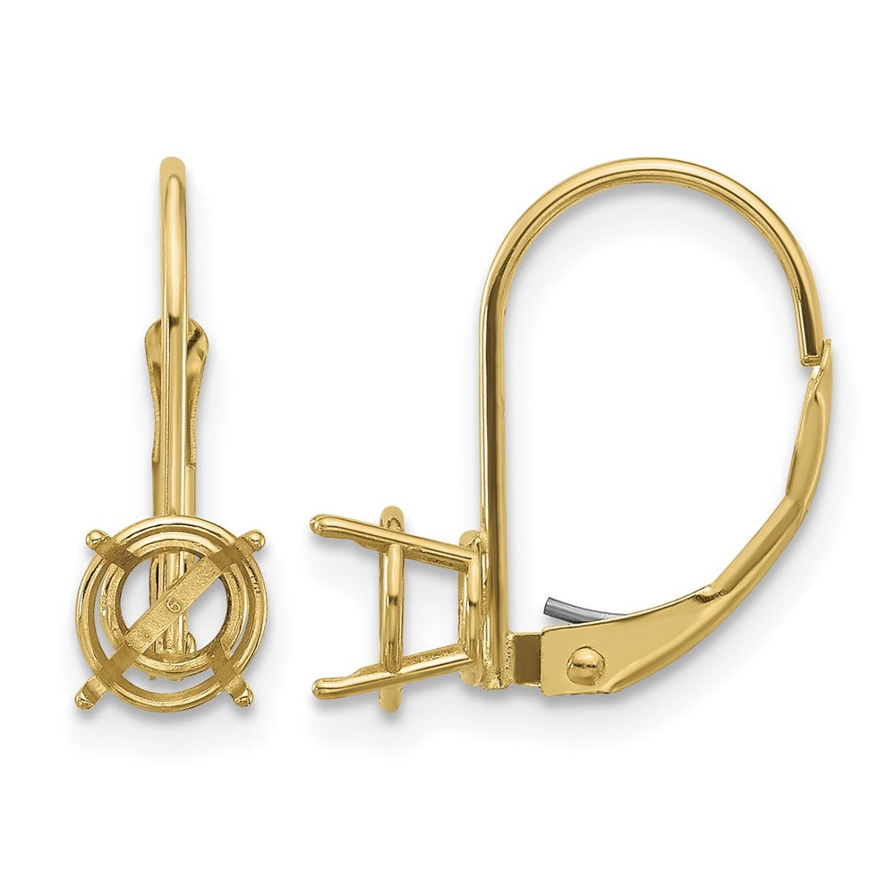 14k 6mm Round Leverback Earring Mounting