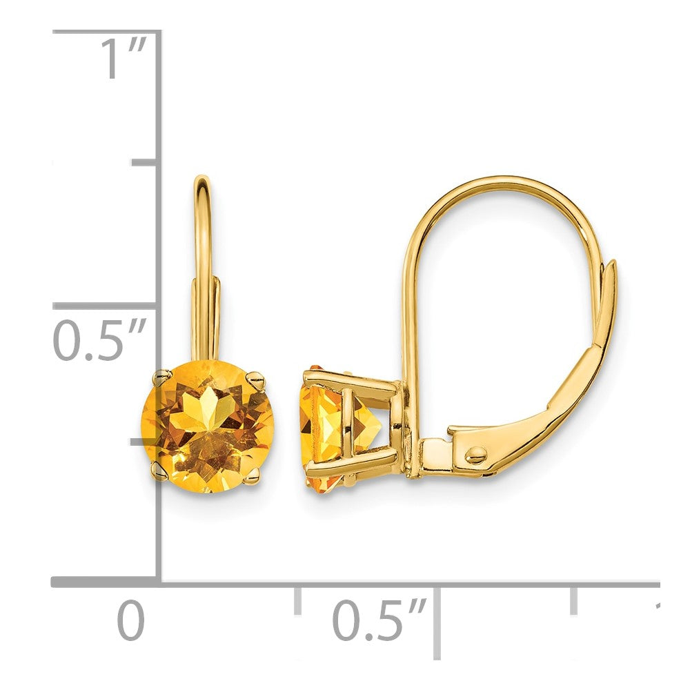 14k 6mm Citrine Leverback Earrings