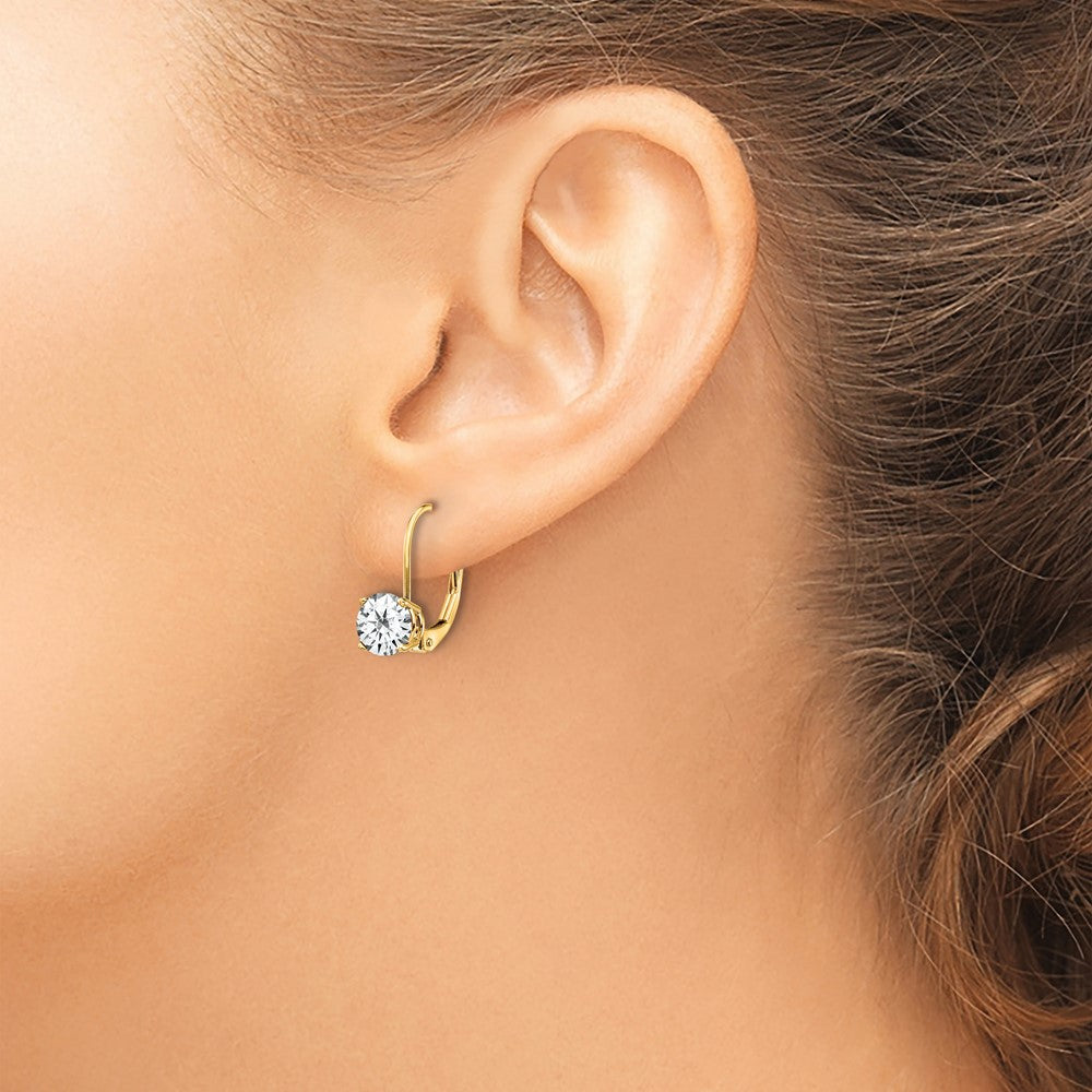 14k 6mm Cubic Zirconia Leverback Earrings