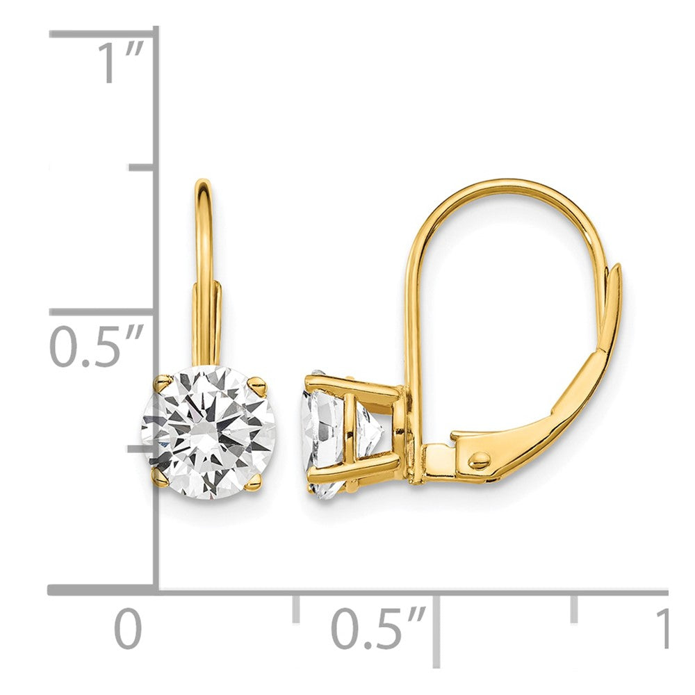 14k 6mm Cubic Zirconia Leverback Earrings