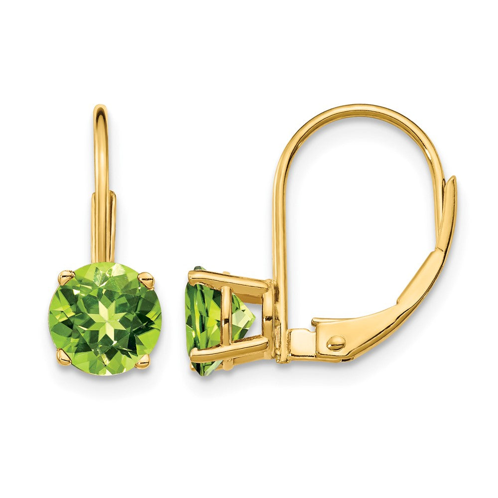 14k 6mm Peridot Leverback Earrings