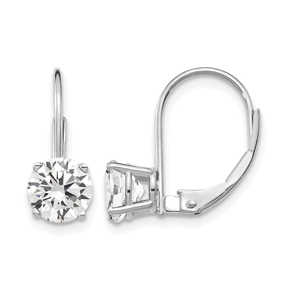 14k White Gold 6mm Cubic Zirconia Leverback Earrings