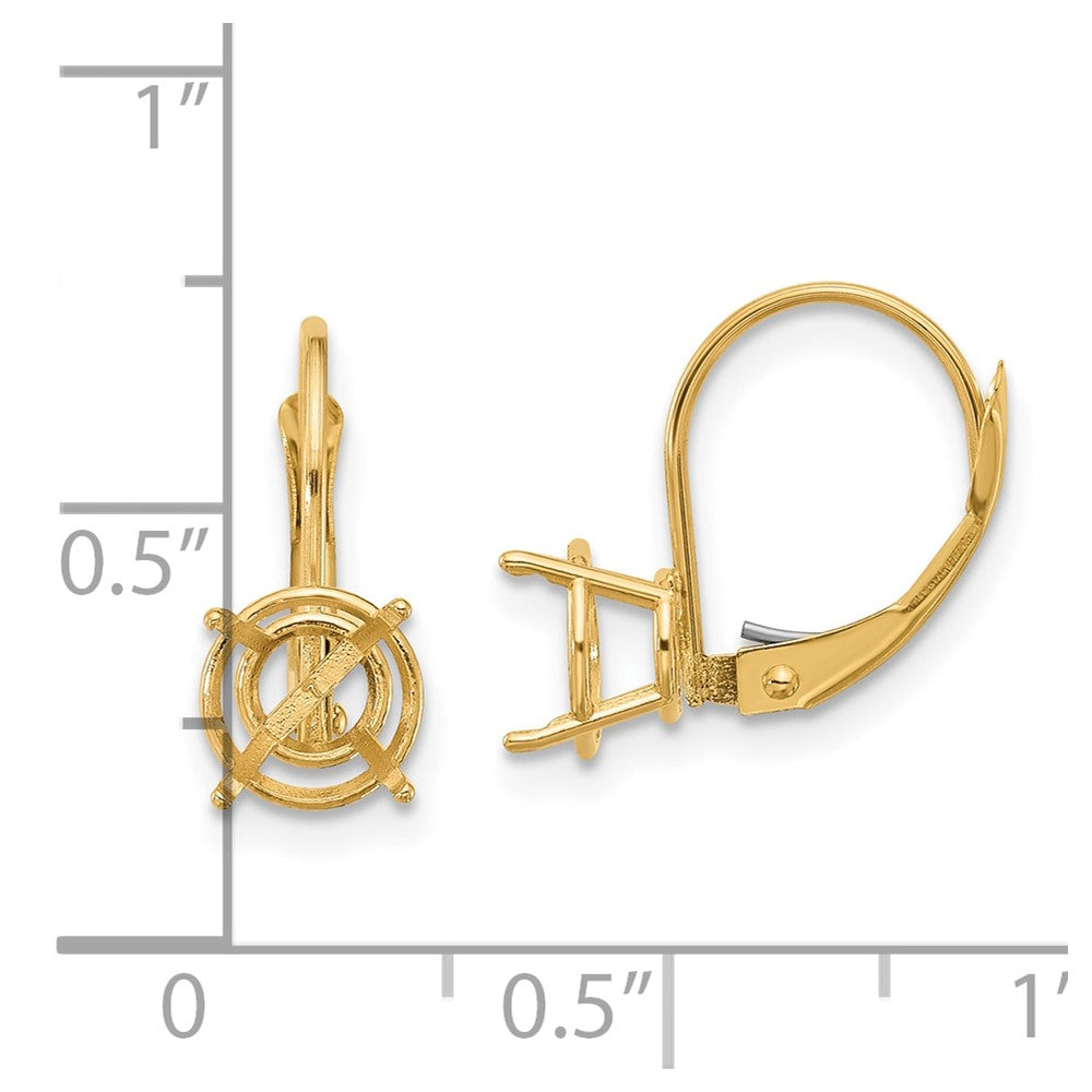 14k 7mm Round Leverback Earring Mounting