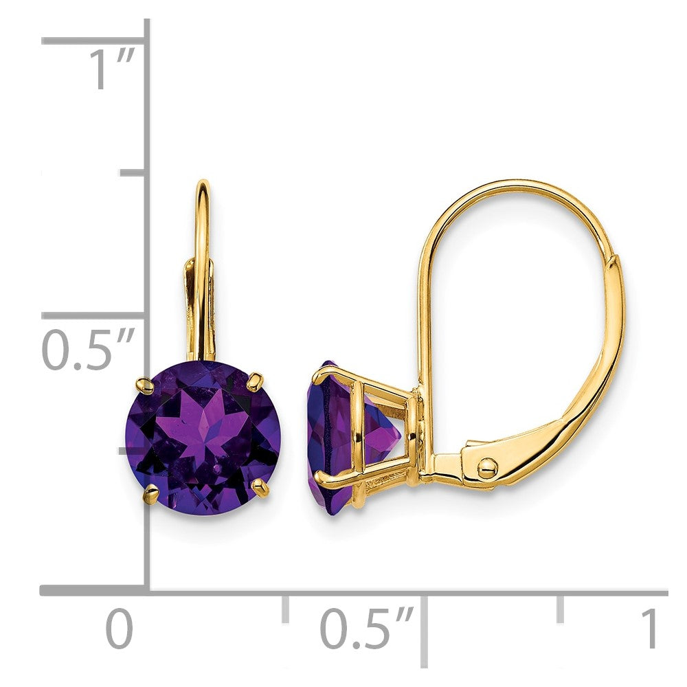 14k 7mm Amethyst Leverback Earrings