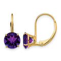 14k 7mm Amethyst Leverback Earrings