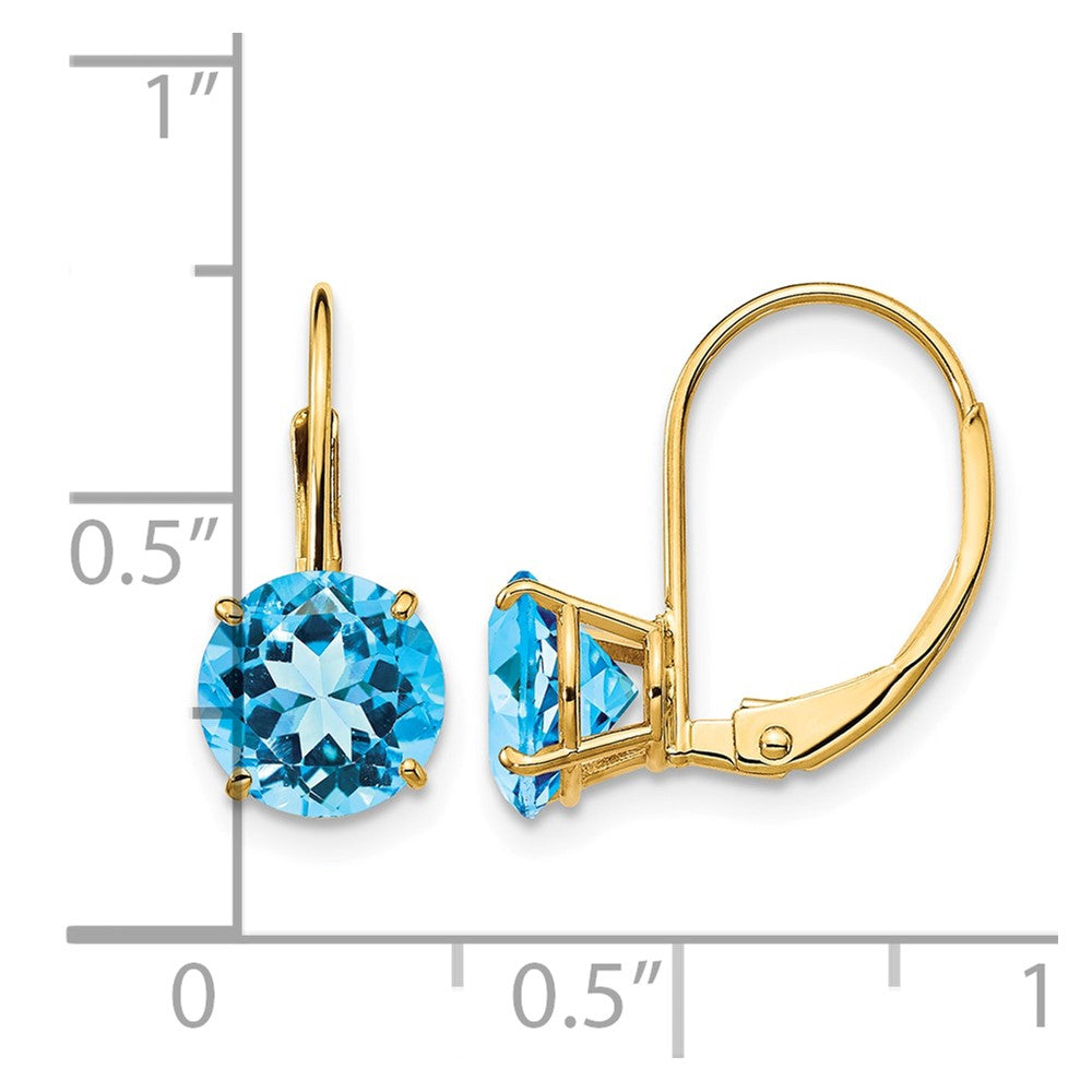 14k 7mm Blue Topaz Leverback Earrings