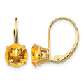 14k 7mm Citrine Leverback Earrings