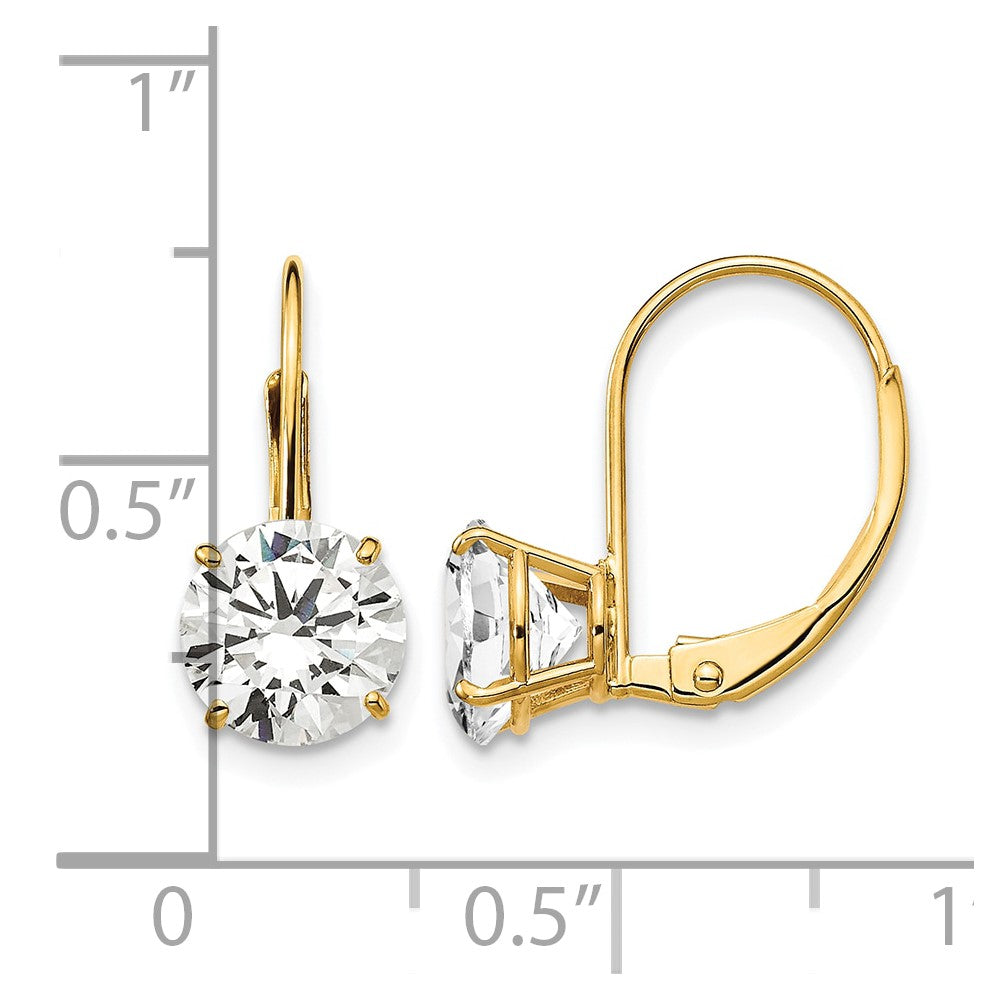 14k 7mm Cubic Zirconia Leverback Earrings