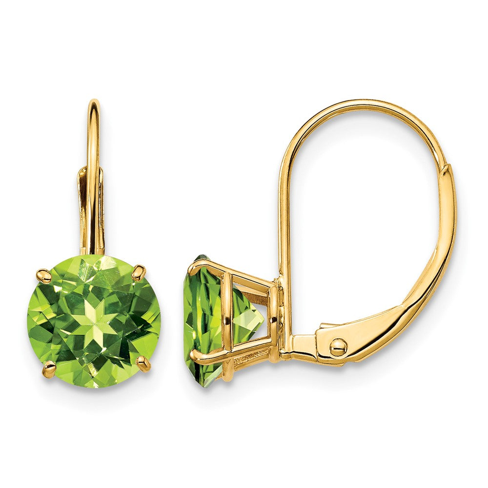 14k 7mm Peridot Leverback Earrings