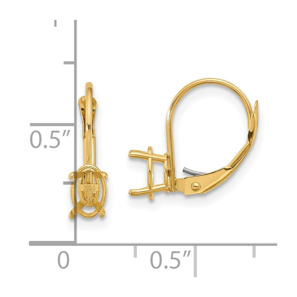14k 6x4 Oval Leverback Earring Mounting