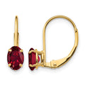 14k 6x4mm Oval Created Ruby Leverback Earrings