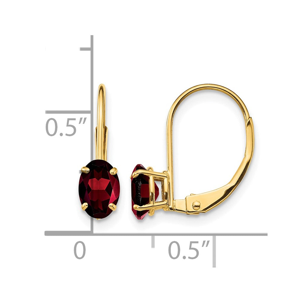 14k 6x4mm Oval Garnet Leverback Earrings