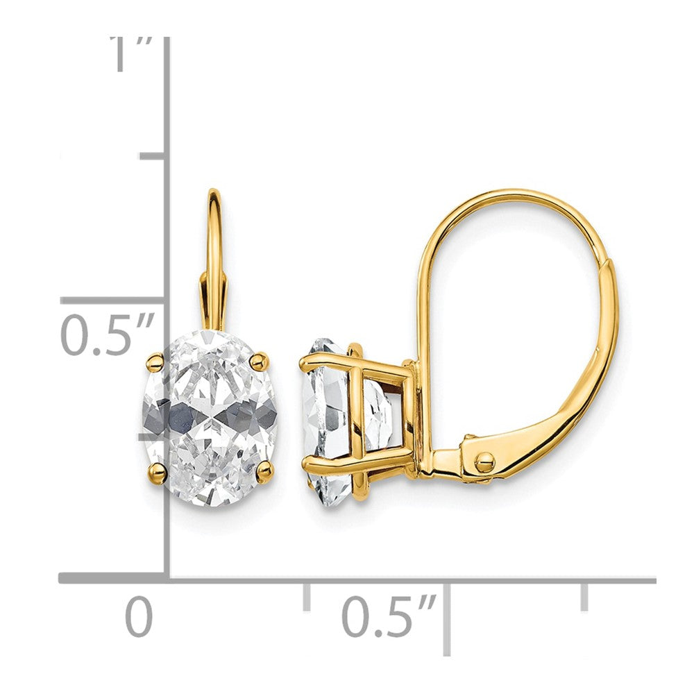 14k 8x6mm Oval Cubic Zirconia Leverback Earrings