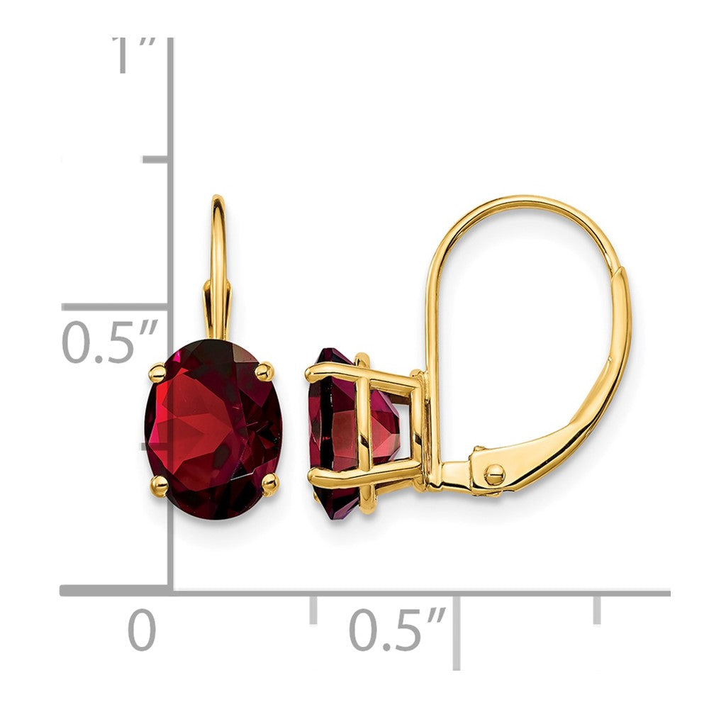 14k 8x6mm Oval Garnet Leverback Earrings