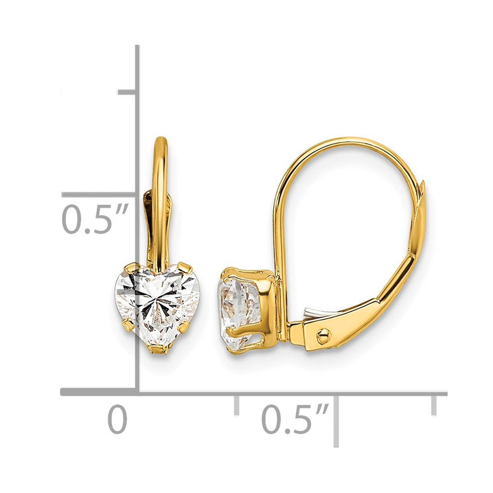 14k 5mm Heart Cubic Zirconia Leverback Earrings