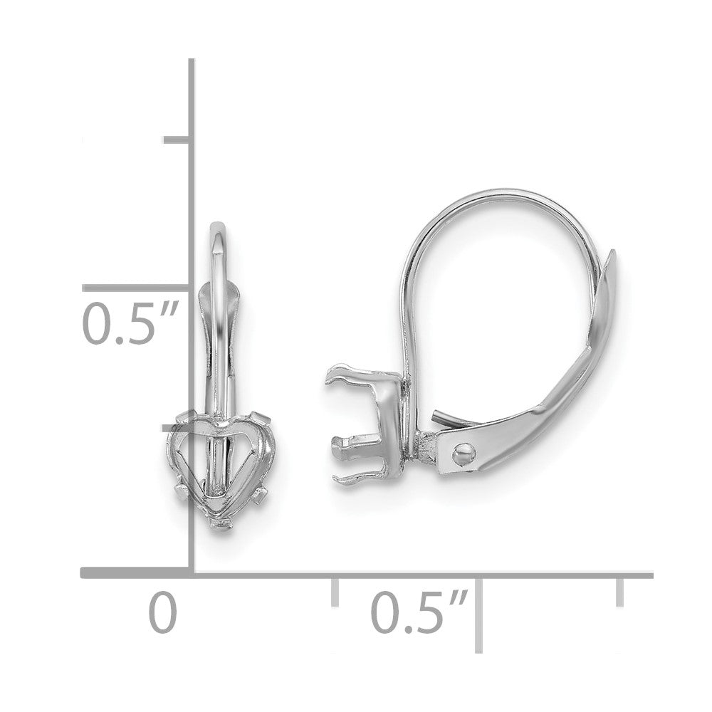 14k White Gold 5mm Heart Leverback Mounting