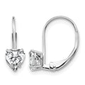 14k White Gold 5mm Heart Cubic Zirconia Leverback Earrings