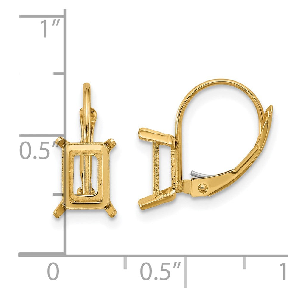 14k 7x5 Emerald Leverback Earring Mounting