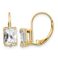 14k 7x5mm Emerald Cut Cubic Zirconia Leverback Earrings