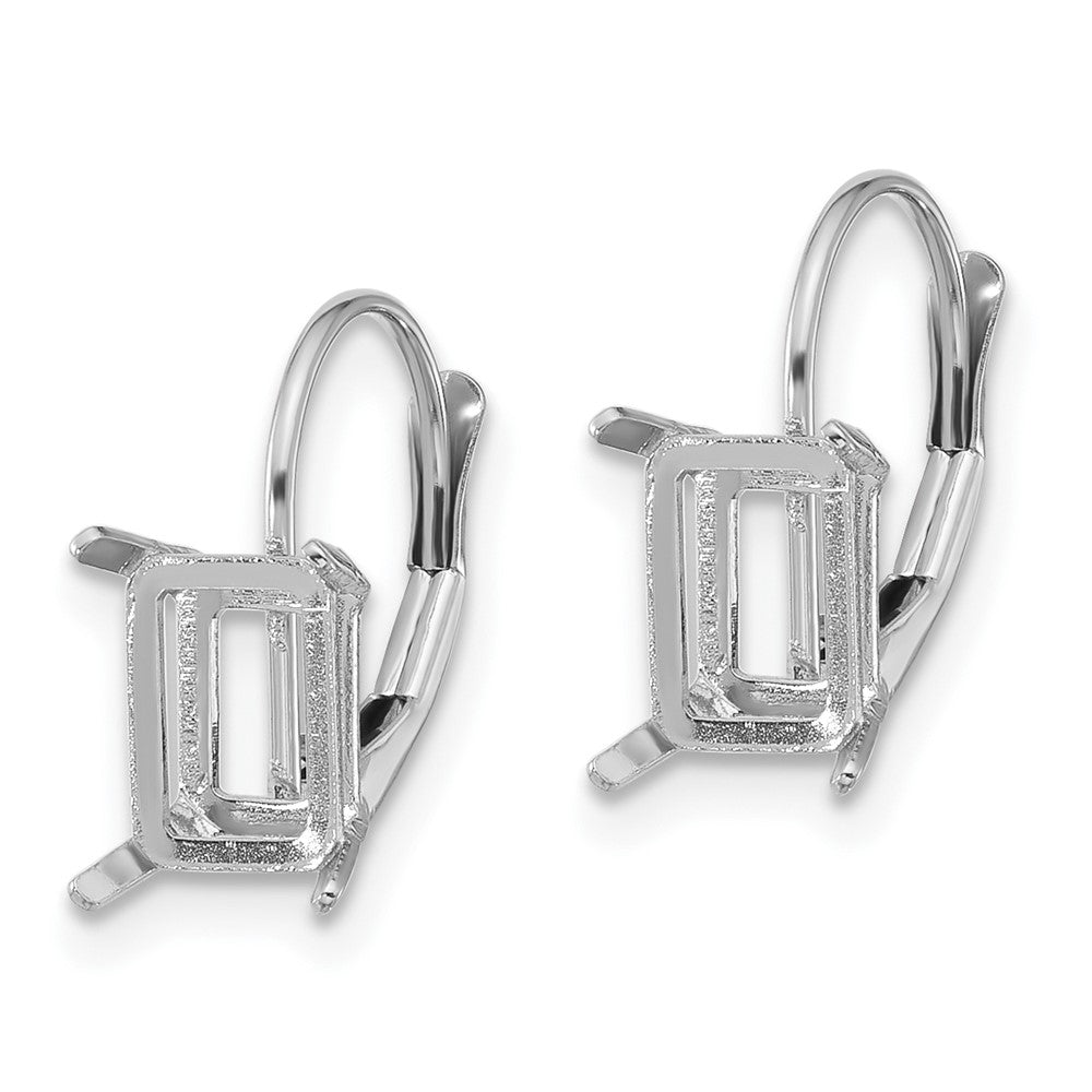 14k White Gold 7x5mm Emerald Leverback Mounting