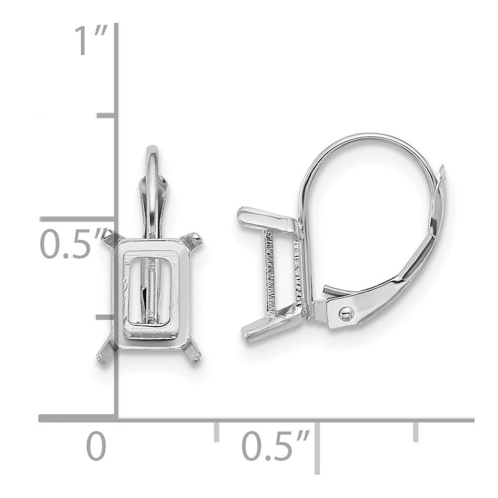 14k White Gold 7x5mm Emerald Leverback Mounting