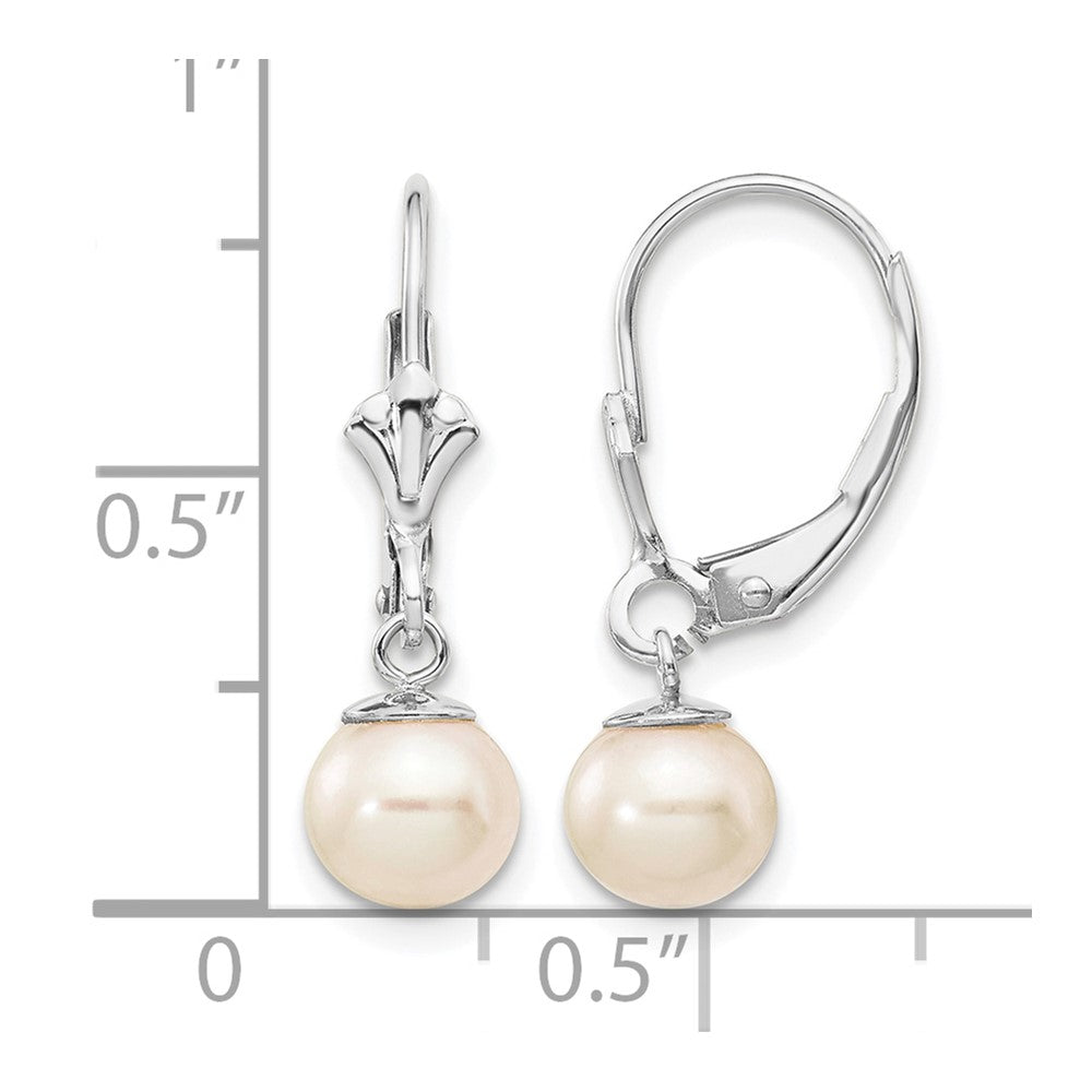 14k WG 6-7mm Rnd Wht Freshwater Cultured Pearl Dangle Earrings