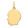 14k Plain Small .011 Gauge Facing Left Engravable Boy Head Charm