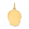 14k Plain Medium .011 Gauge Facing Right Engravable Boy Head Charm