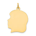 14k Plain Large .009 Gauge Facing Left Engravable Girl Head Charm