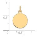 14k Plain .013 Gauge Circular Engravable Disc Charm
