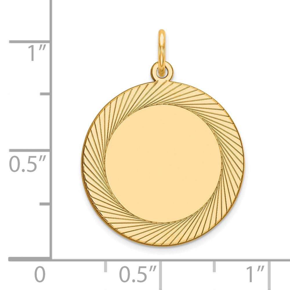 14k Etched Design .027 Gauge Circular Engravable Disc Charm