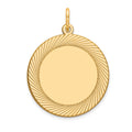 14k Etched Design .018 Gauge Circular Engravable Disc Charm