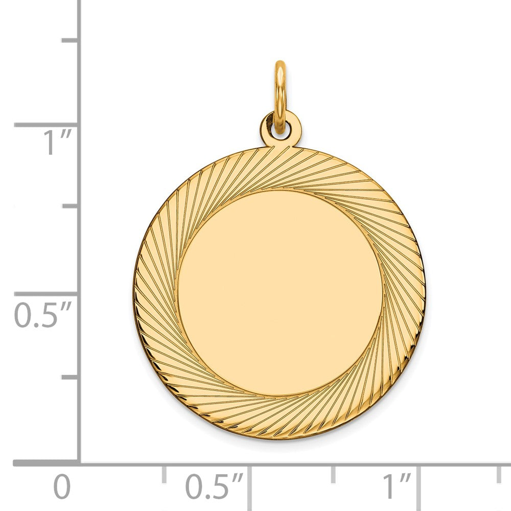 14k Etched Design .018 Gauge Circular Engravable Disc Charm