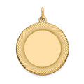 14k Etched Design .018 Gauge Circular Engravable Disc Charm