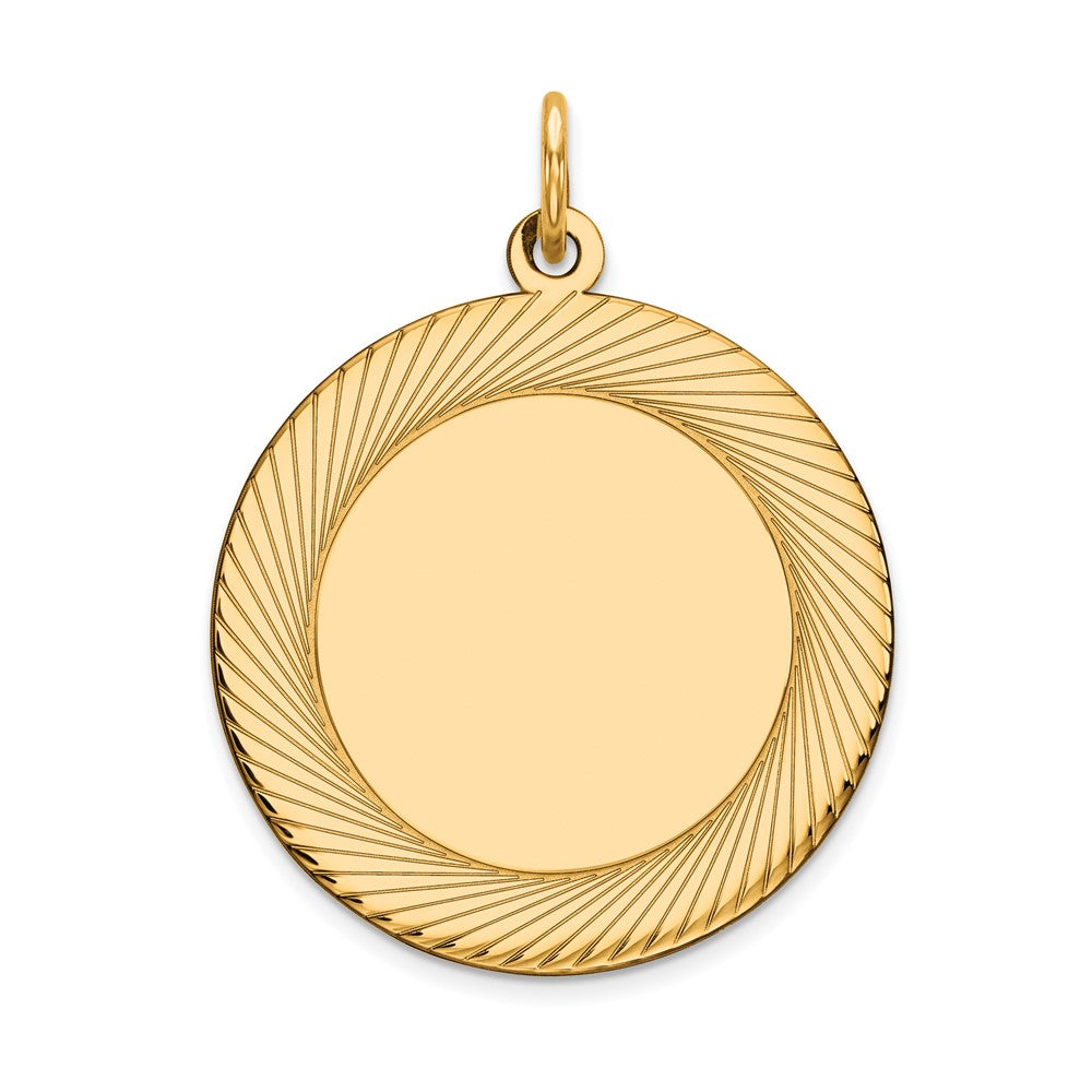 14k Etched Design .018 Gauge Circular Engravable Disc Charm