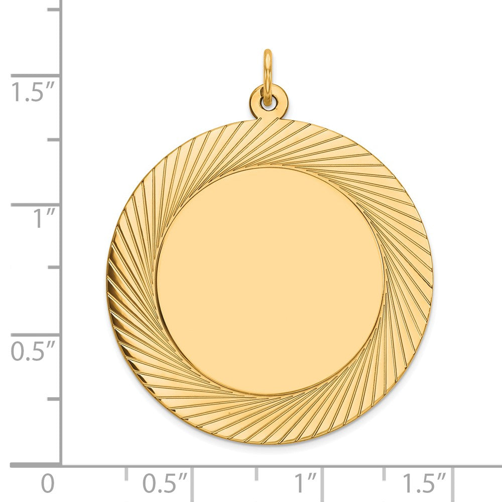 14k Etched Design .027 Gauge Circular Engravable Disc Charm