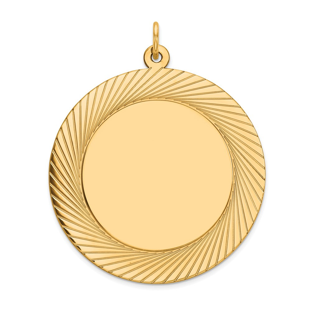 14k Etched Design .035 Gauge Circular Engravable Disc Charm