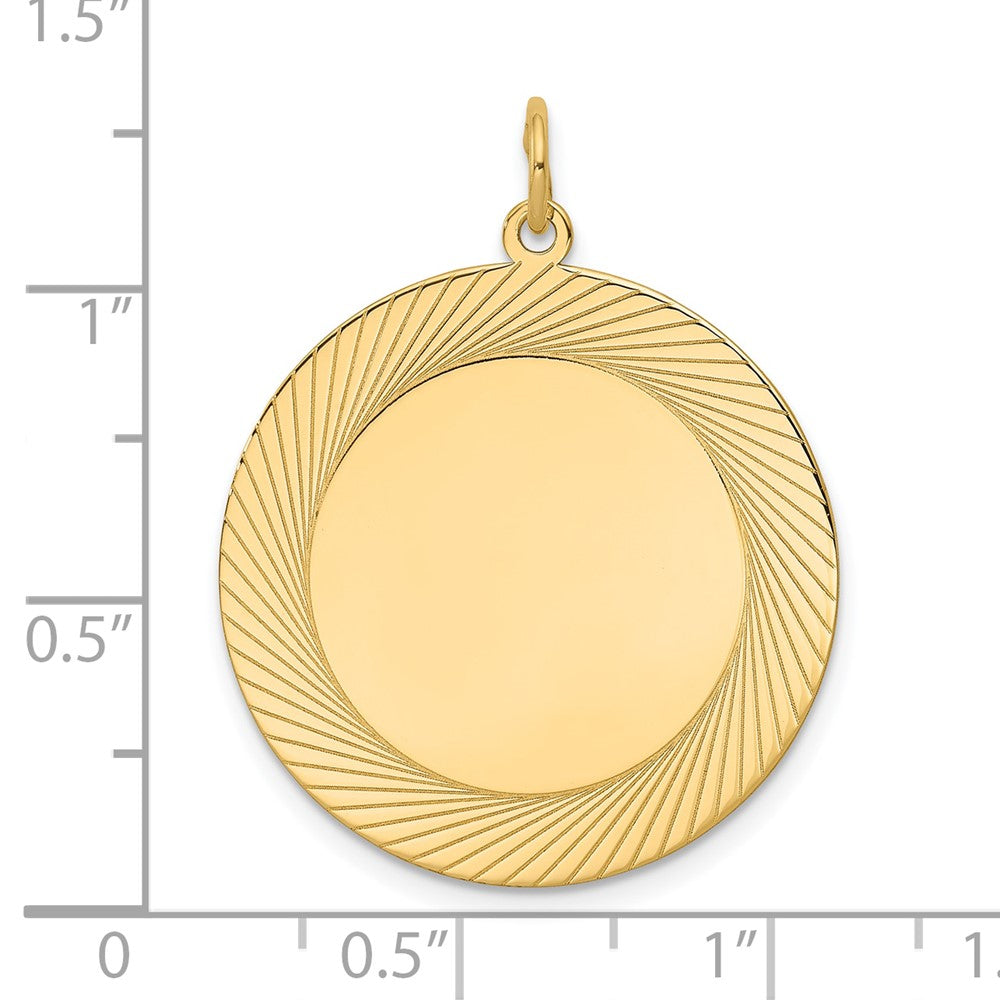 14k Etched Design .027 Gauge Circular Engravable Disc Charm