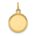 10k Plain .027 Gauge Engravable Round Disc Charm