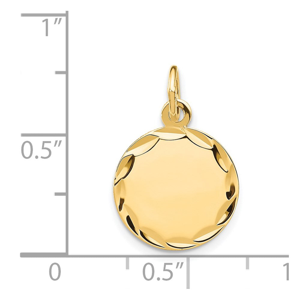 14k Etched .013 Gauge Engravable Round Disc Charm