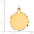 14k .011 Gauge Engravable Scalloped Disc Charm