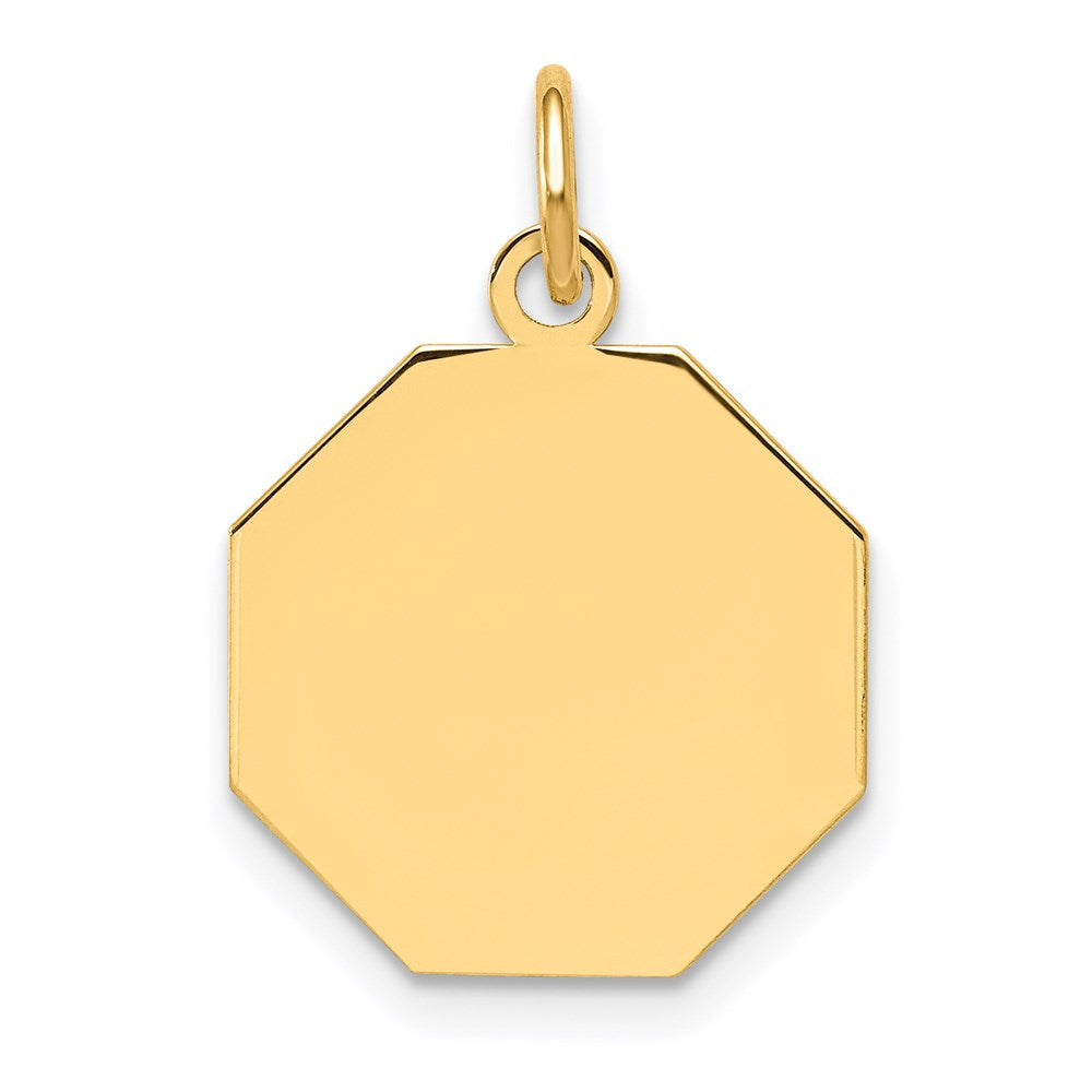 14k Plain .013 Gauge Engravable Octagonal Disc Charm