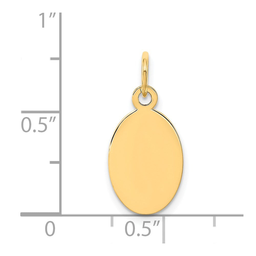 14k Plain .018 Gauge Engravable Oval Disc Charm