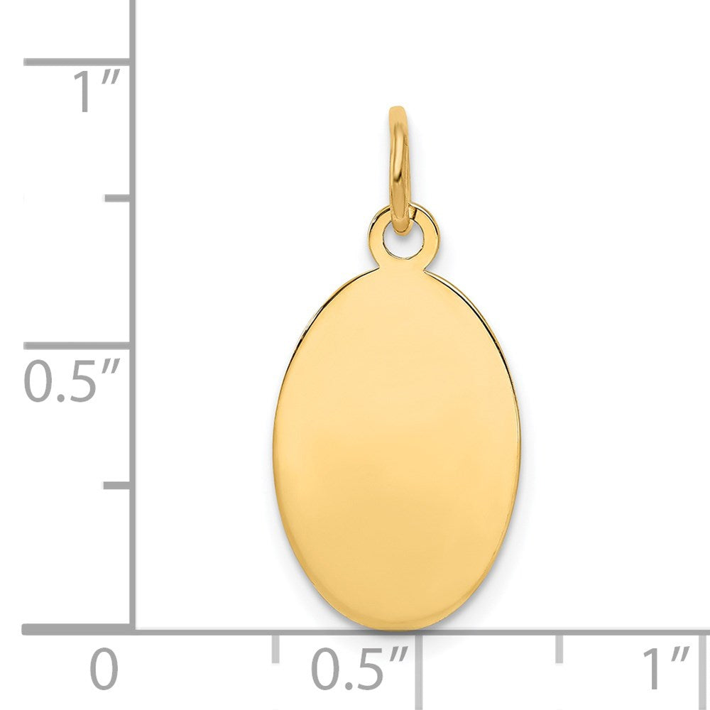 14k Plain .013 Gauge Engravable Oval Disc Charm
