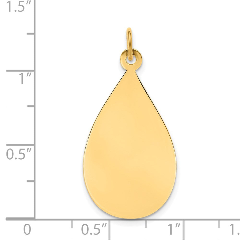 14k Plain .018 Gauge Engravable Raindrop Disc Charm
