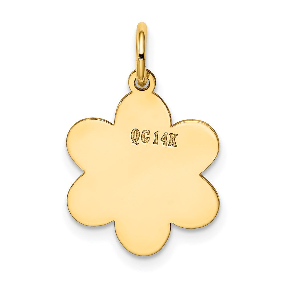 14k Plain .013 Gauge Engravable Flower Disc Charm